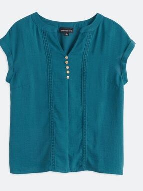 Fortune & Ivy Wanda Mixed Material Blouse
